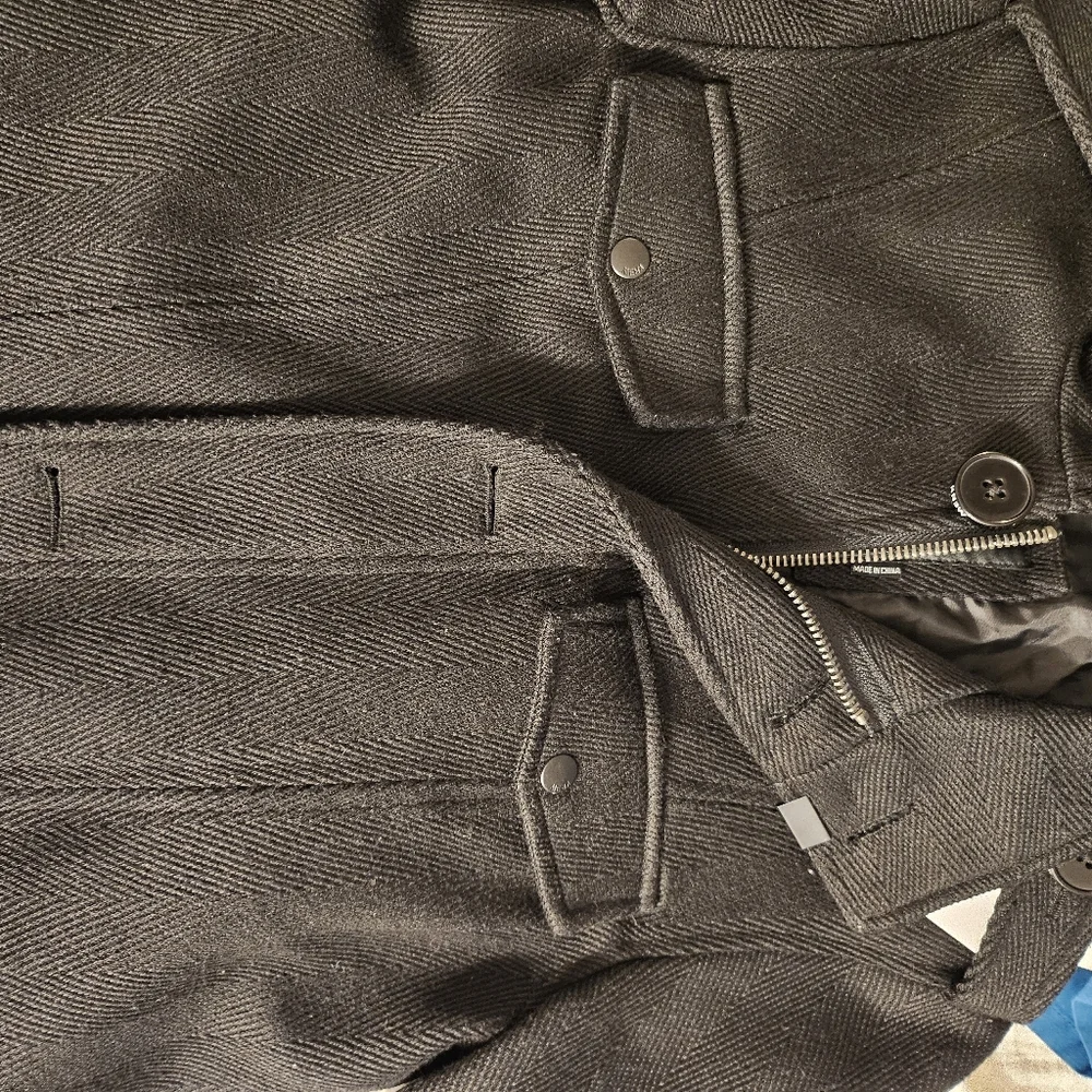 KR3W‎ Jacket Men's S Black Army Peacoat Full Zip Button Up Long Sleeve
